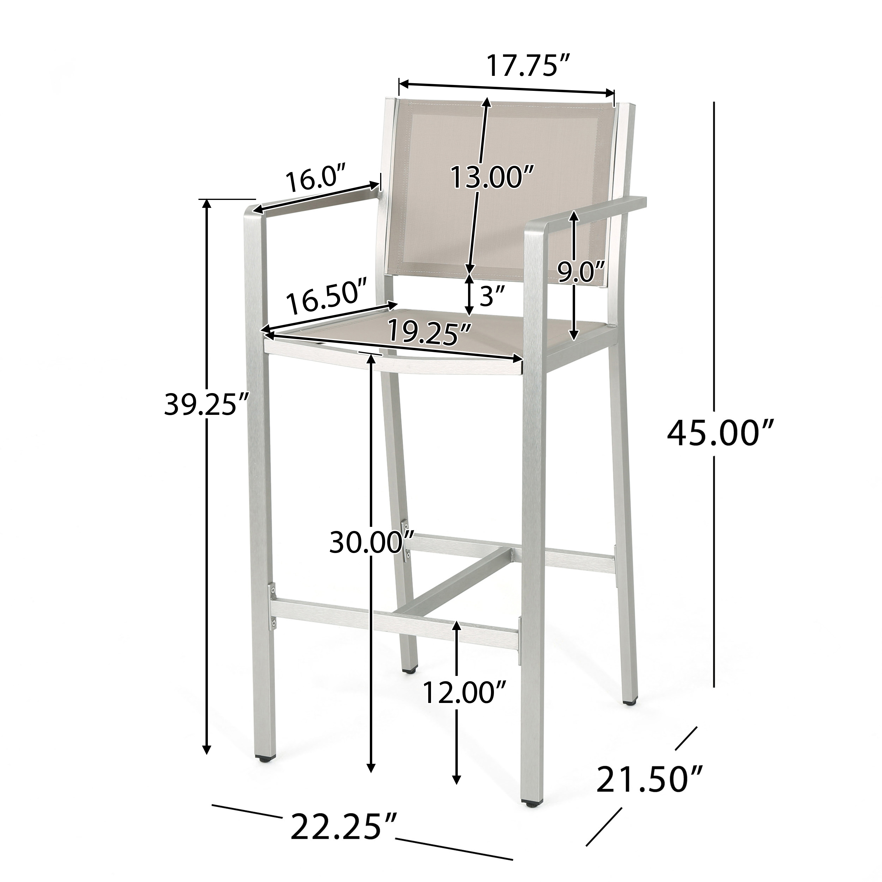 Aluminum Mesh Barstools Set of 2, picture 4 of 4