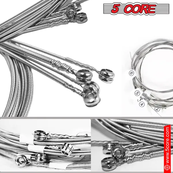 5 Core Electric Guitar Strings Brass Phosphor Bronze Extra Light Gauge (.009–.042) High Carbon Steel Core Bright & Powerful Tone 6 String Set For All Electric Guitars - GS EL