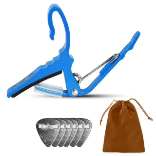 5Core Capo Acoustic Electric Guitar String Clip Banjo Mandolin Or Ukulele + 6Pcs Guitar Picks Celluloid Puas Para Guitarra + Carry Bag - CAPO AL BLU