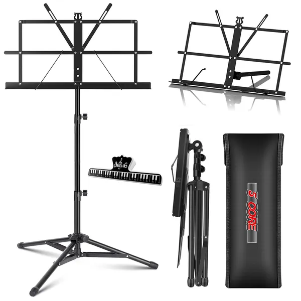 5 Core Music Stand Adjustable Desktop Book Stands Portable Sheet Holder All Metal Foldable Bookstand - MUS FLD BLK