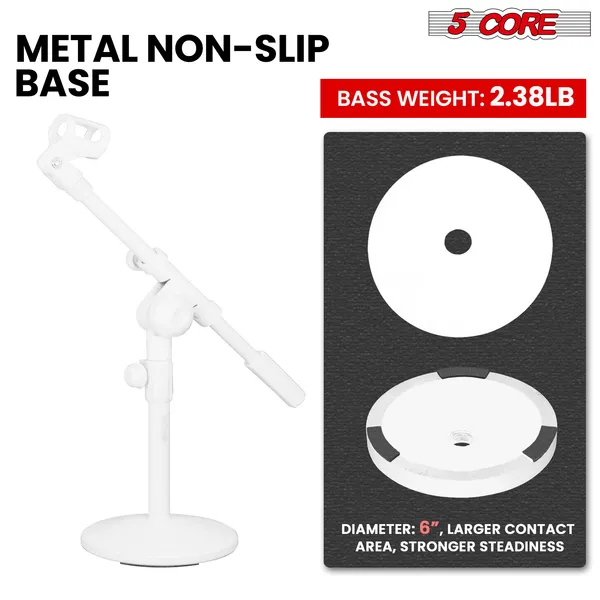 5Core Desktop Mic Stand Round Base Universal Desk Microphone Holder Table Top Stands