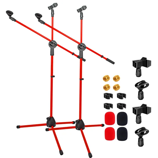 5 Core Mic Stand 2Pcs Floor Height Adjustable Tripod Microphone Stands W Telescoping Boom Arm