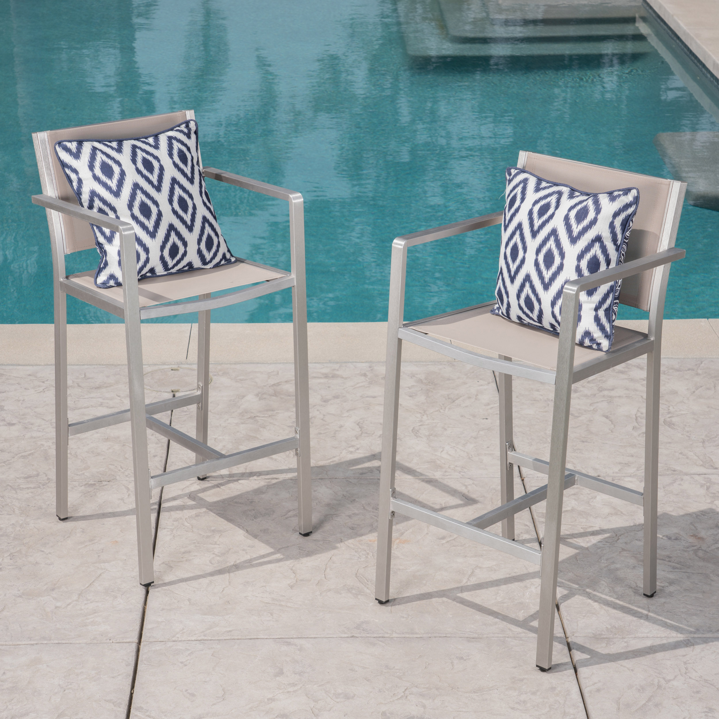 Aluminum Mesh Barstools Set of 2, picture 2 of 4