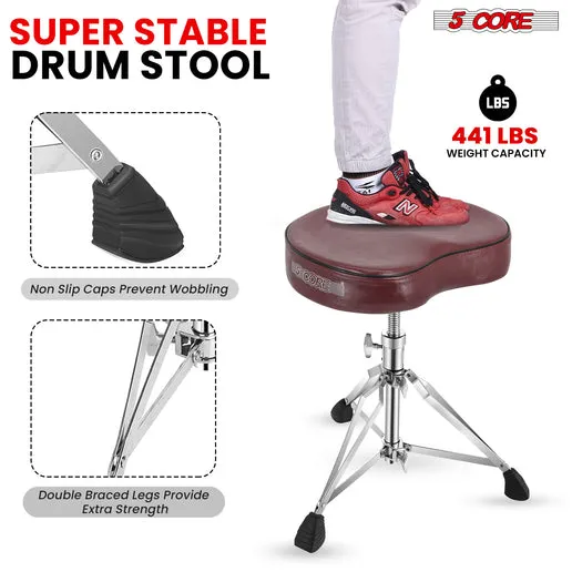 5 Core Drum Throne Padded Guitar Stool Saddle Drummer Seat For Adults & Kids - DS CH CHERRY SDL HD
