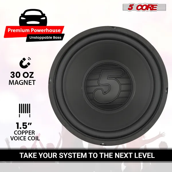 5 Core 8 Inch Woofer 200W Pair Car Audio Subwoofer 4 Ohm Impedance Replacement Deep Bass Sub W 30 Oz Y30 Magnet Poly Cone Rubber Surround For Vehicle Sound System - WF 8 120 PP 4OHM 2PCS