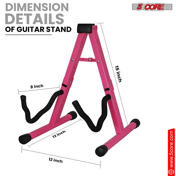 5 Core Guitar Stand 2PC A Frame W Soft Foam Arm Non Slip Rubber For Acoustic Electric Bass
