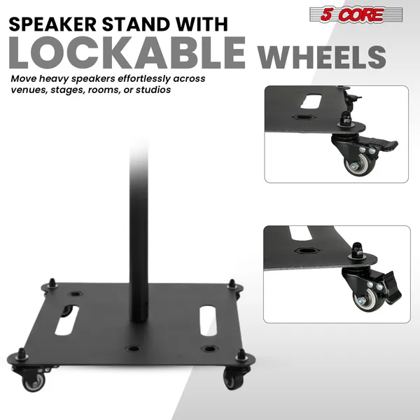 5Core Speaker Stand 2Pc Heavy Duty Adjustable Height 61" DJ PA Stands 35mm Mount 100Lb Capacity