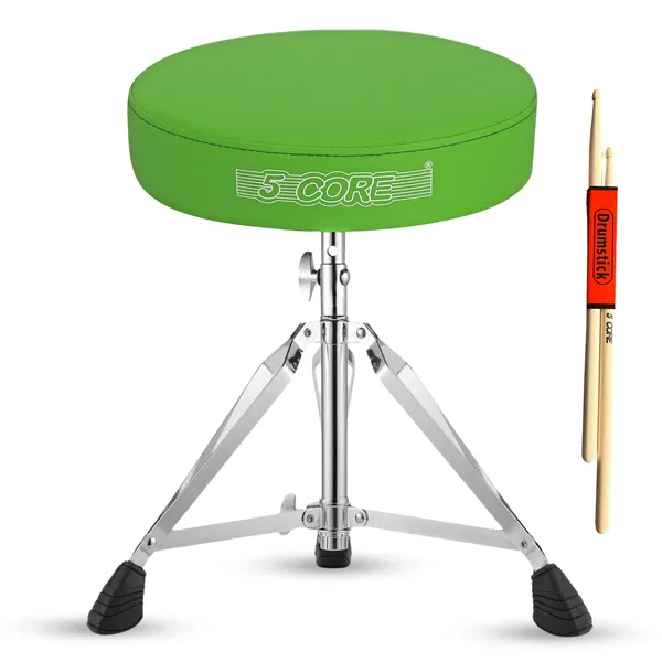 5 CORE Drum Throne Padded Guitar Stool Height Adjustable Music Chair Seat Universal For Adults & Kids With Anti Slip Rubber Feet - DS CH GR