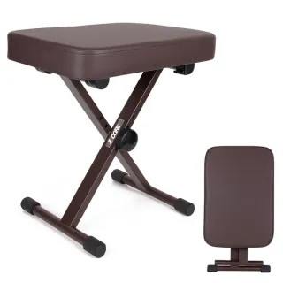 5 Core Keyboard Bench 3 Inch Padded Cushioned Piano Stool Height Adjustable Guitar Seat Heavy Duty Folding Portable Musician Chair W Nonslip Rubber Feet Brown - KBB BR HD