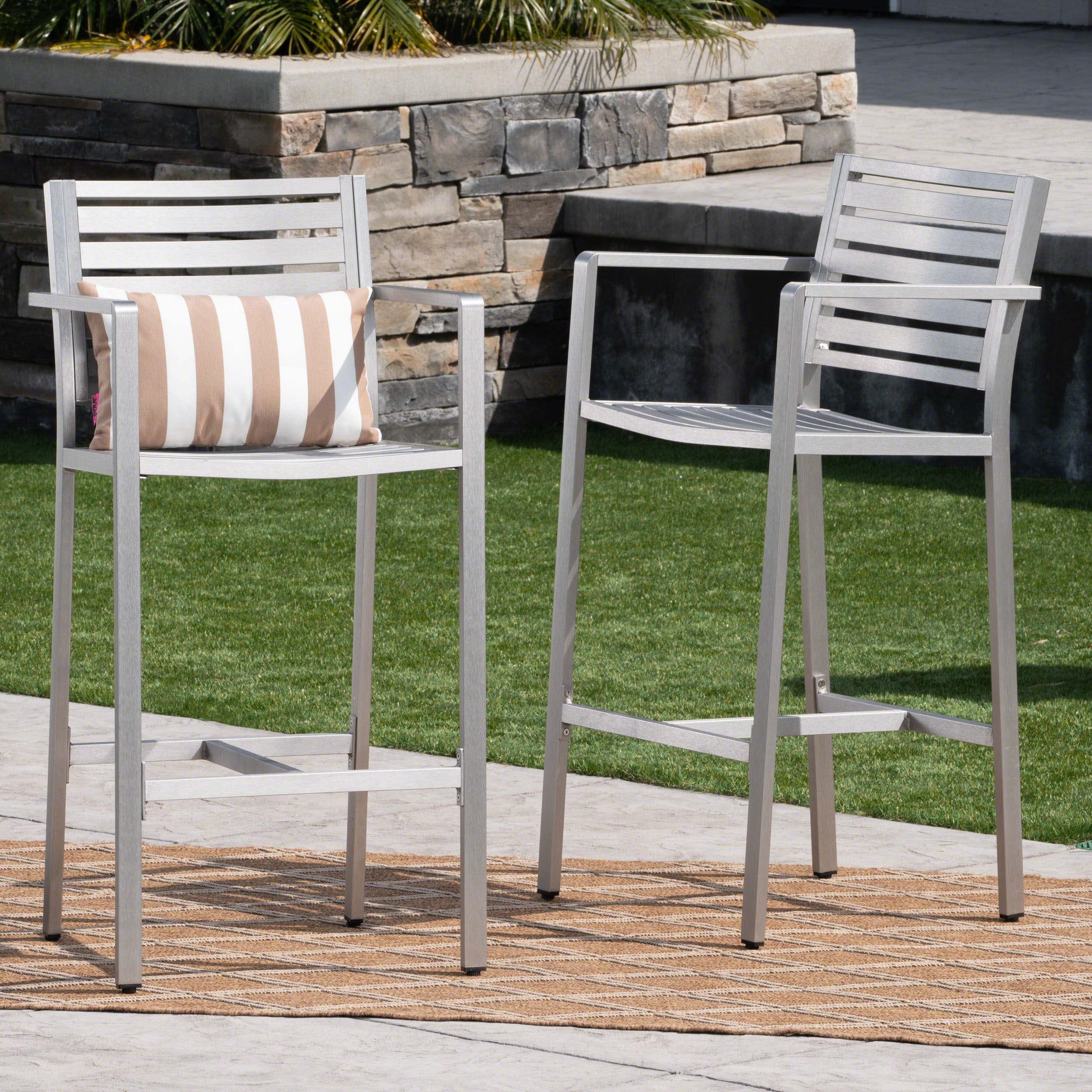 Aluminum Outdoor Barstools Set of 2, picture 3 of 4