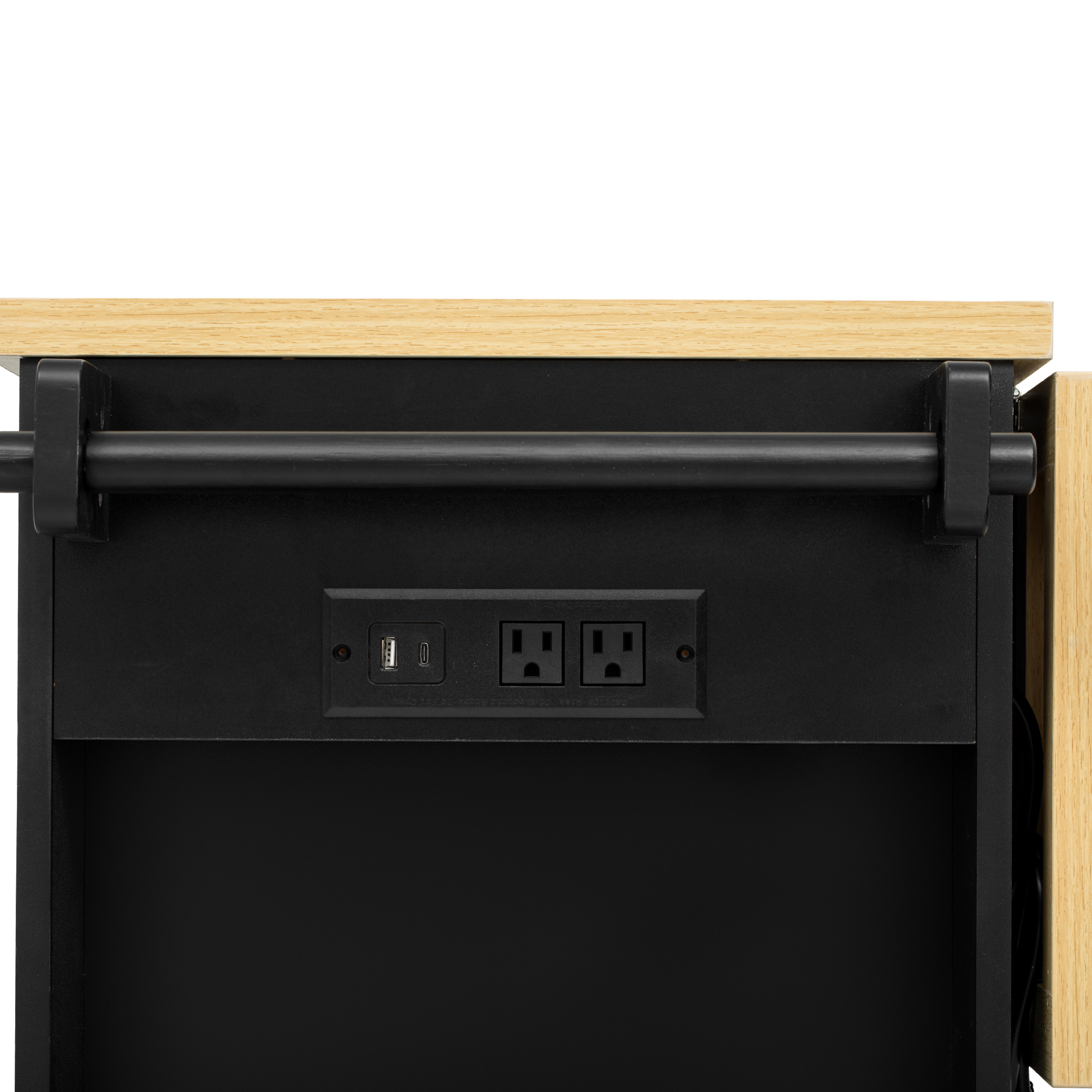 Kitchen Island With Drawers And Waste Bin Rolling Prep Station_voghion.com