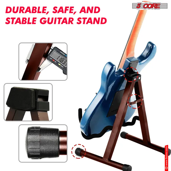 5 Core Guitar Stand 2PC A Frame W Soft Foam Arm Non Slip Rubber For Acoustic Electric Bass