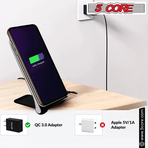 5 Core Wireless Charger 10W Max Fast Wireless Charging Pad Glass Top Pair Boostcharge Slim USB-C