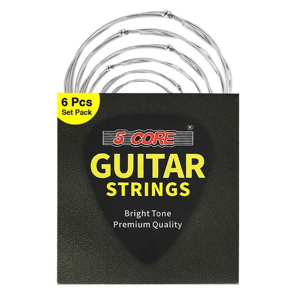 5 Core Acoustic Guitar 6 String Set Light Gauge Steel Carbon Core Bright Powerful Tone Heavy Duty GS AC