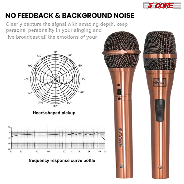 5Core Couple Karaoke Microphone Pair Handheld Dynamic XLR Mic For Him & Her Clear Sound Stylish Look