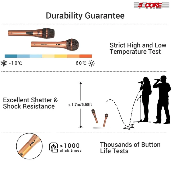 5Core Couple Karaoke Microphone Pair Handheld Dynamic XLR Mic For Him & Her Clear Sound Stylish Look