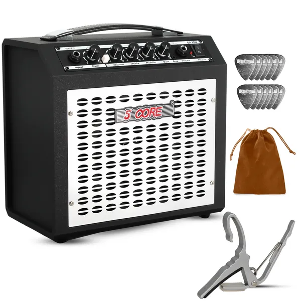 5 Core Guitar Amp 20W Electric Portable Mini Amplifier W Built In 6.5" Speaker Aux Headphone Jack