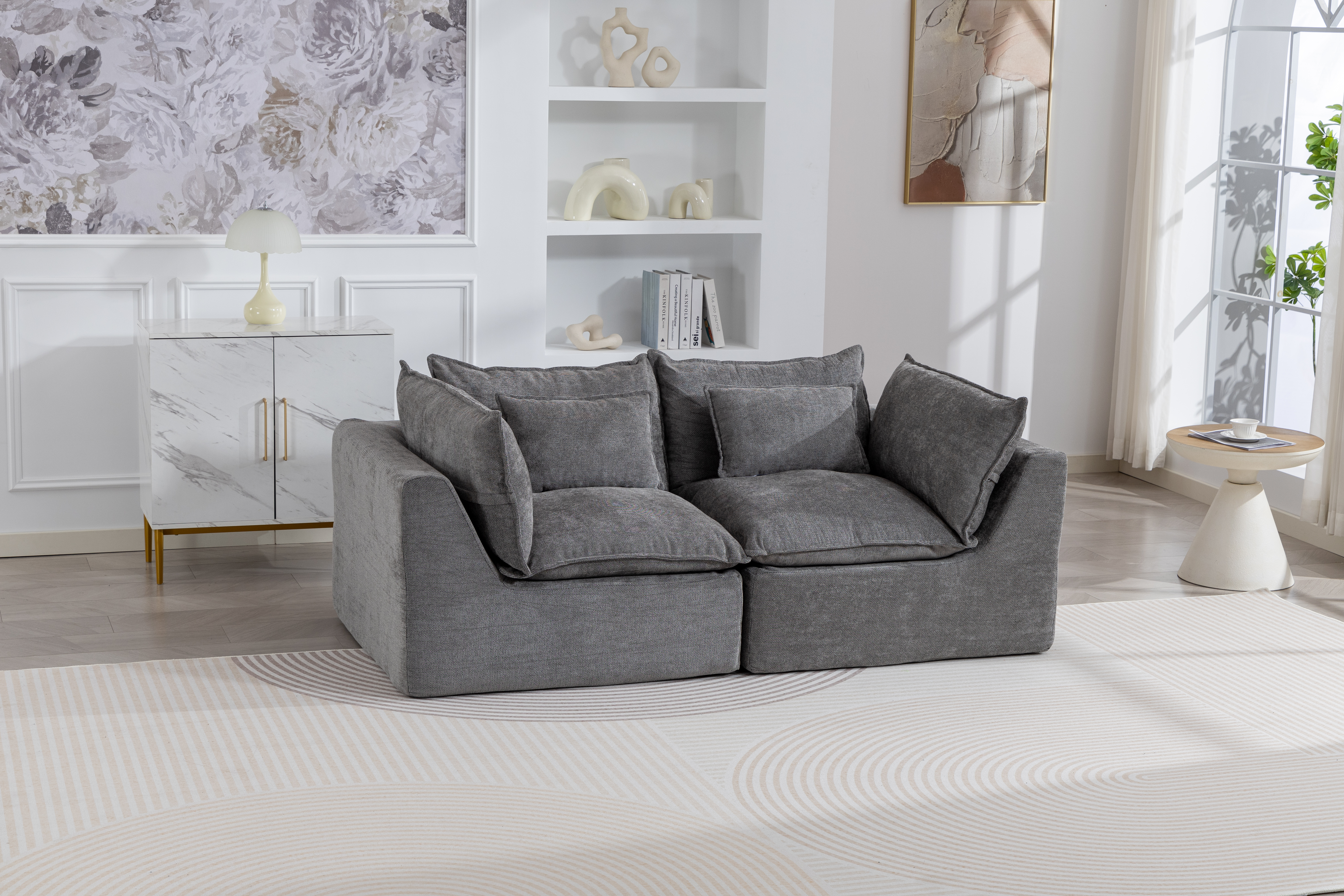 74.8  Width Cloud Couch Oversized Modular Sectional Sofa True Relax Comfy Couches Wide&Deep Seat Sofas For Living Room Furniture Sets, 2Seat