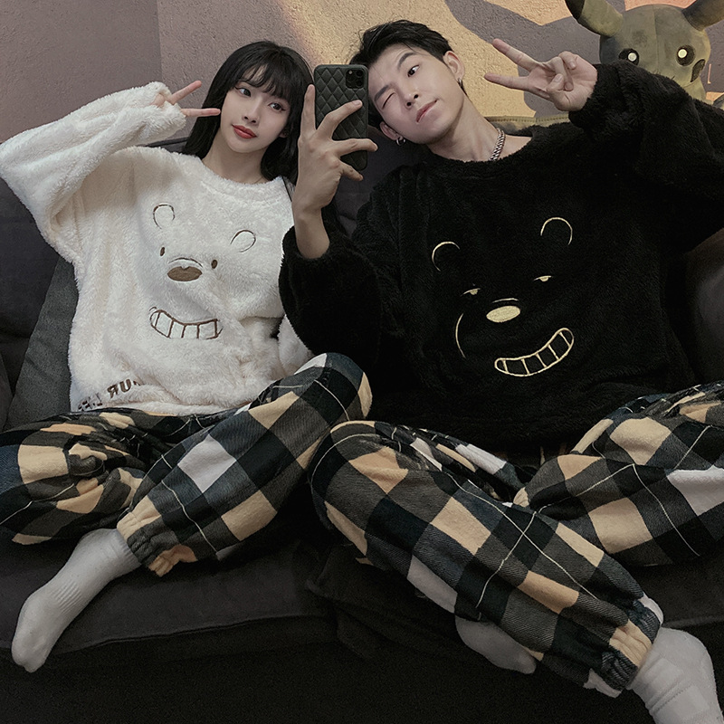 Men's And Women's Simple Coral Fleece Thickened Home Service Suit