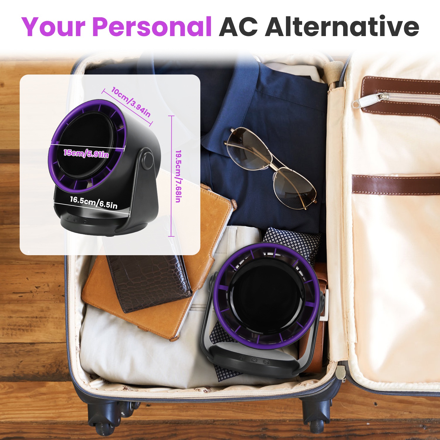 1Pc Desk Fan Battery Operated Wall Mounted Fan Rechargeable Mini Desk Fan With Tilting Angle For Home Office Travel — foto 4
