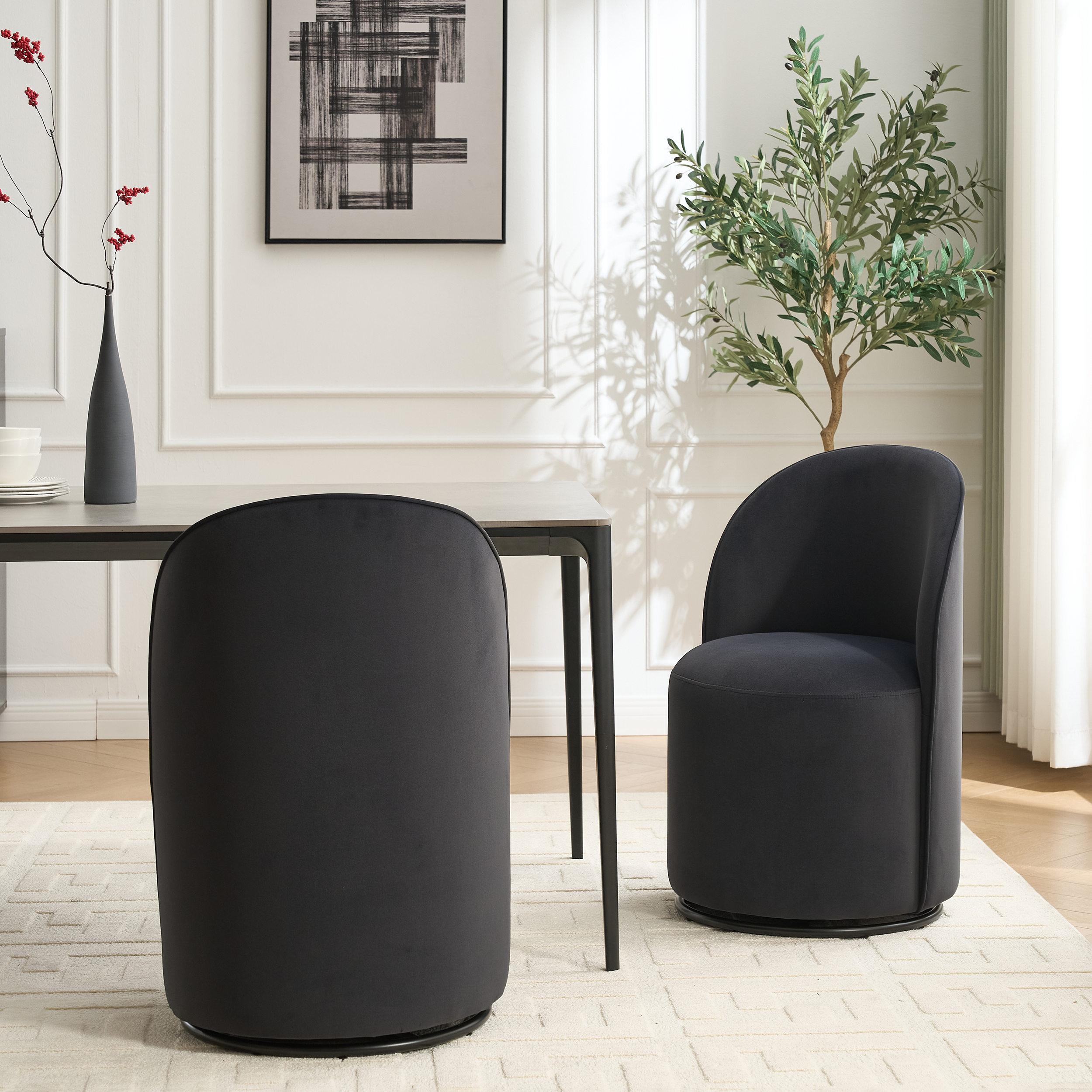 Velvet Swivel Dining Chair, picture 2 of 4