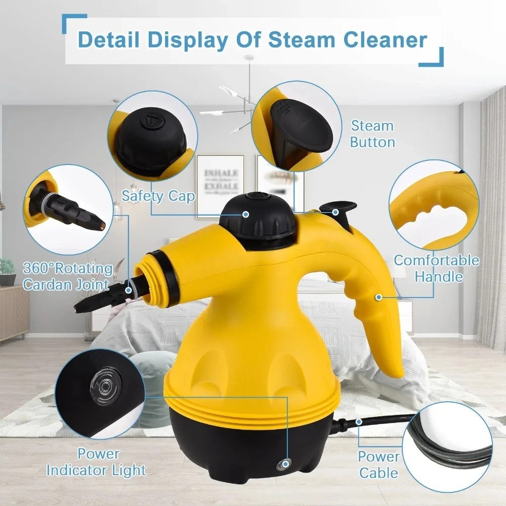 Support Pan European：1050W High Pressure Steam Cleaner Cleaning Machine Car Seats Handheld Steam Cleaner