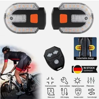 Support Pan European：Bike Turn Signals LED Bicycle Rear Signal Light With Remote Control 5 Modes USB IPX5