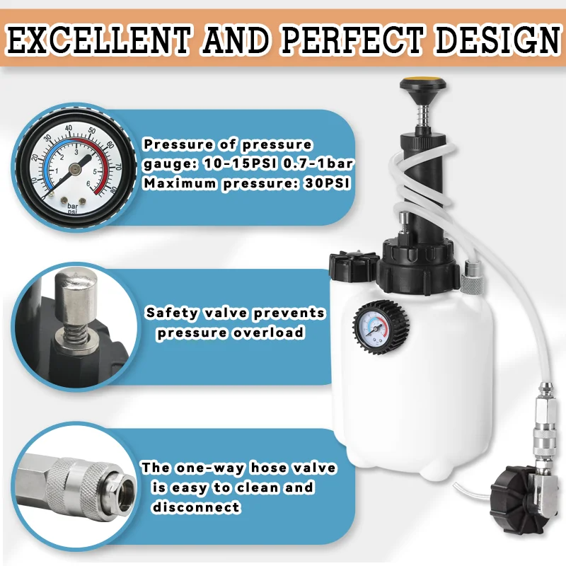 Support Pan European：3L Brake Bleeder Brake Bleeding Device Brake Fluid Capacity