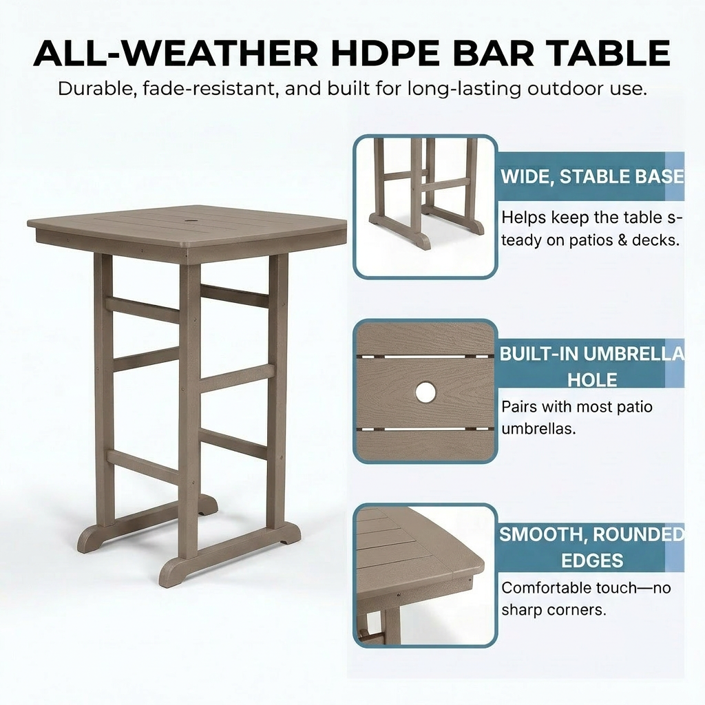 HDPE Square Bar Height Table, picture 3 of 4