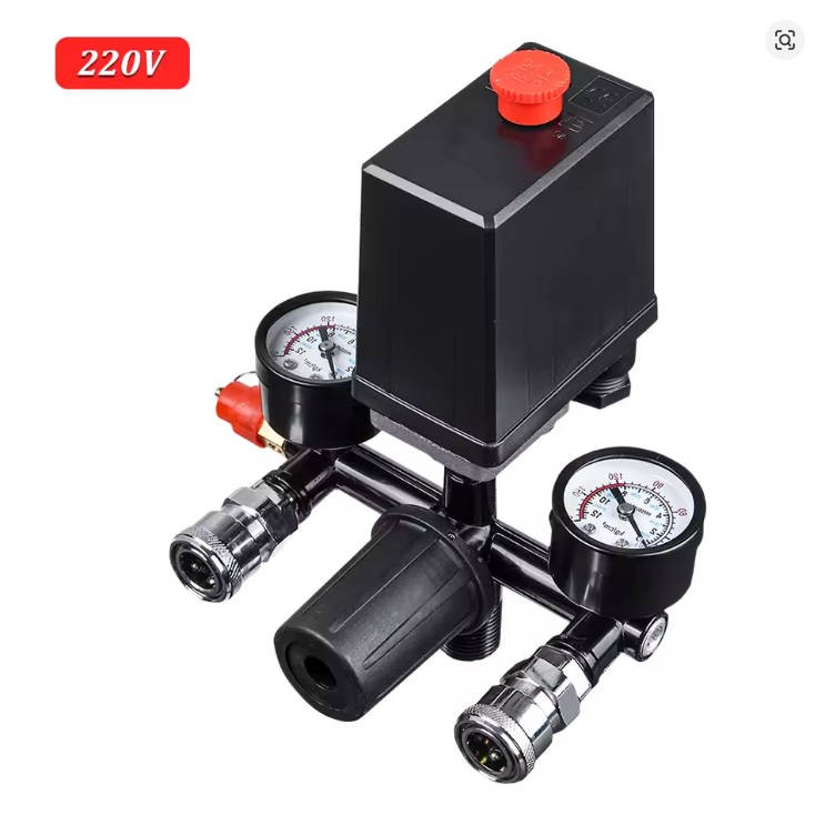 Support Pan European：Pressure Regulator With Pressure Switch For Compressor 2 Gauges Safety Valve DE