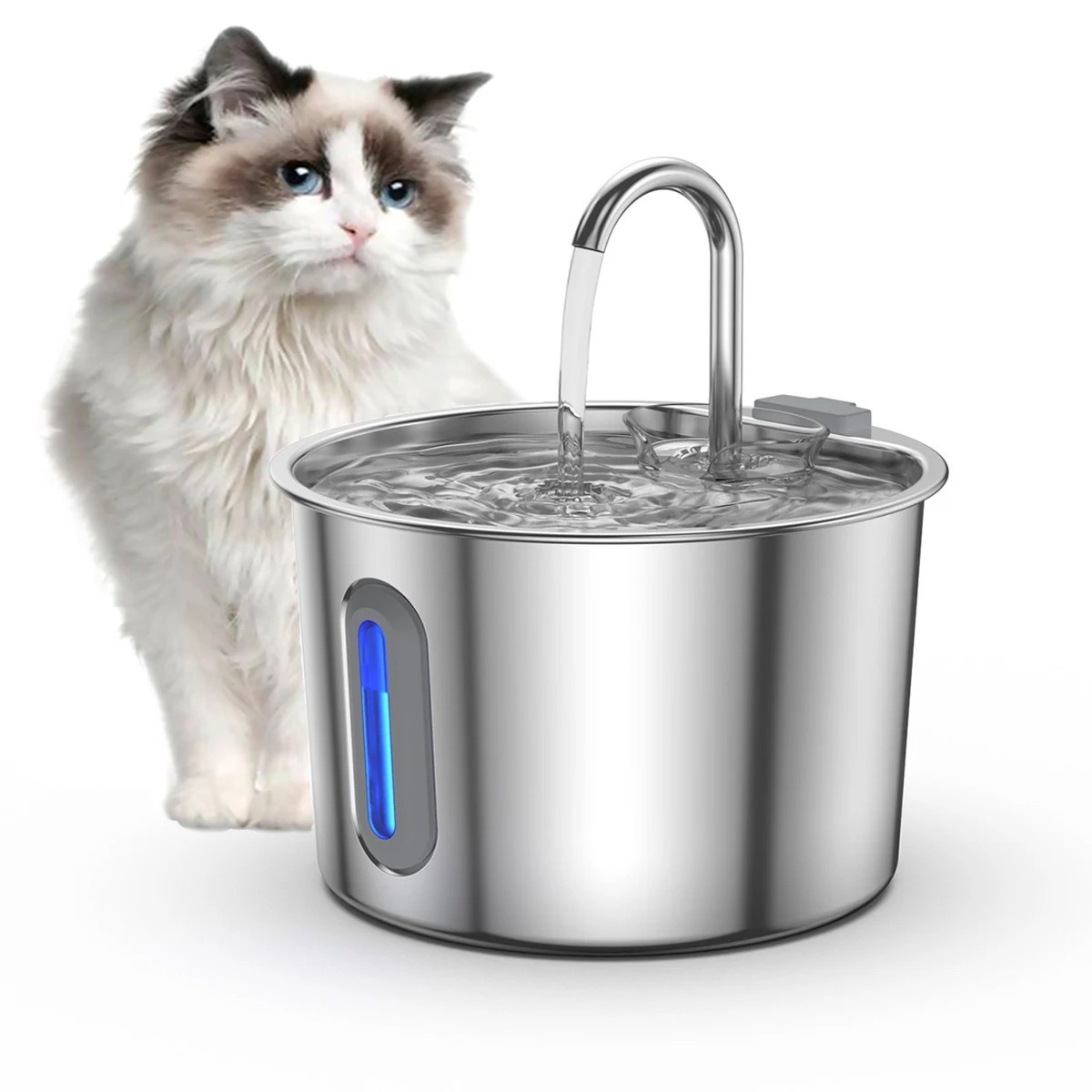 Support Pan European：2.2L Stainless Steel Drinking Fountain Cat Fountain For Cat Quiet Drinking Fountain -DHL