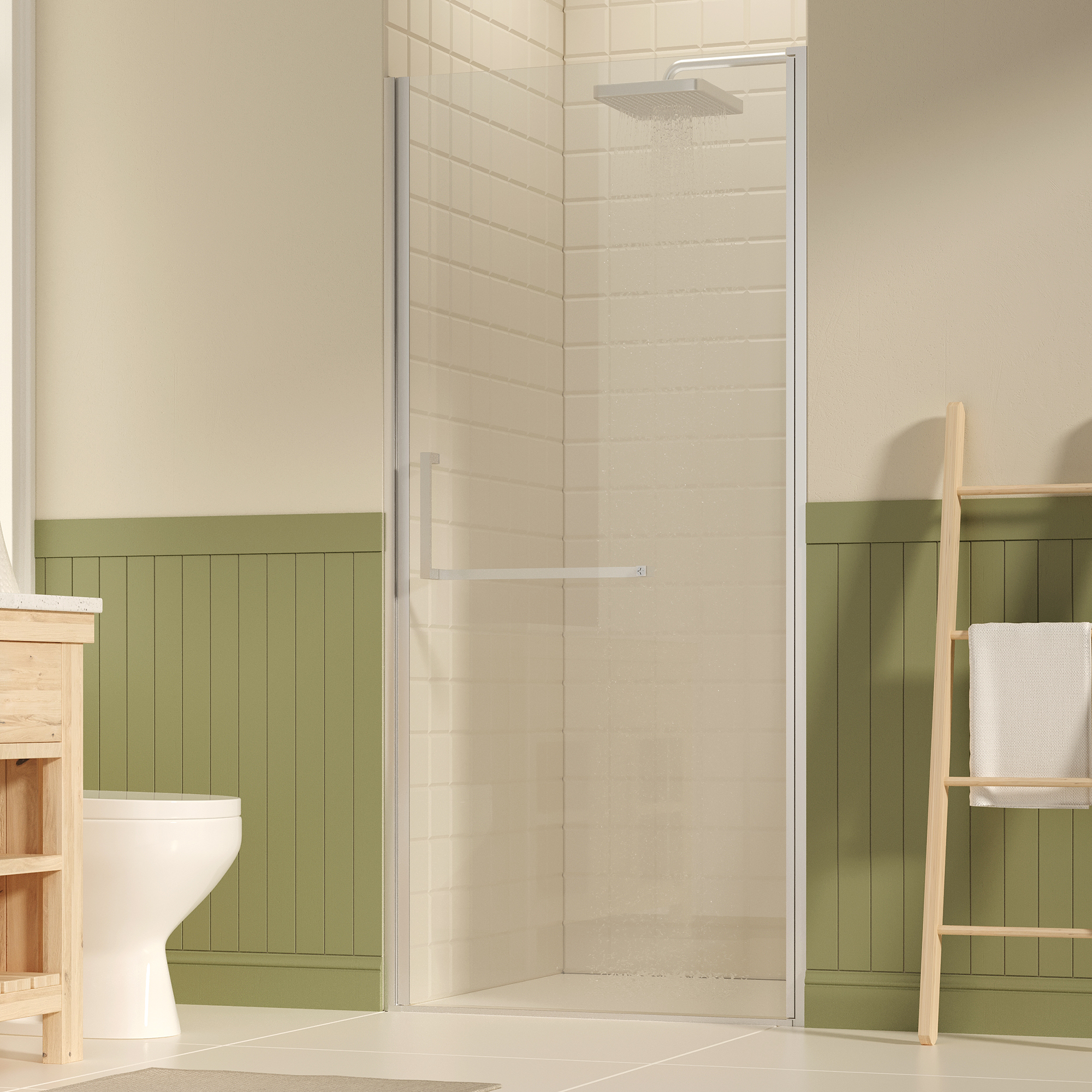 33-34 W  72 H Frameless Pivot Shower Door, Pivot Swing Shower Glass Doors With 0.25 6mm  SGCC Clear Tempered Glass,Explosion-Proof Film, Reversible Installation, Brushed Nickel