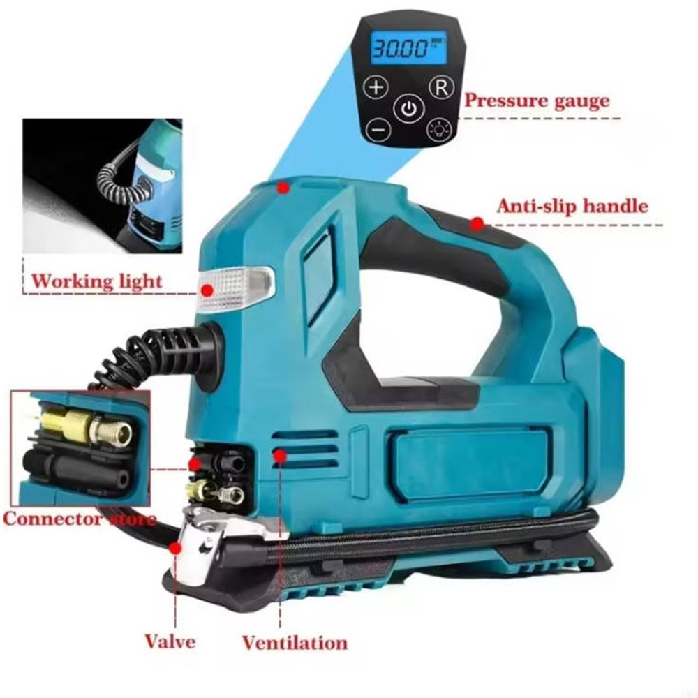 Support Pan European：For Makita Battery 25-Cylinder Cordless Air Compressor Electric Tire Inflator