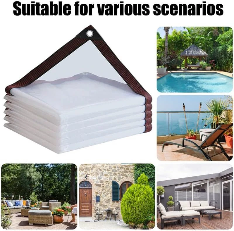 Support Pan European：3*4m Waterproof Cover Transparent With Eyelets See-Through Tarpaulin Garden LK