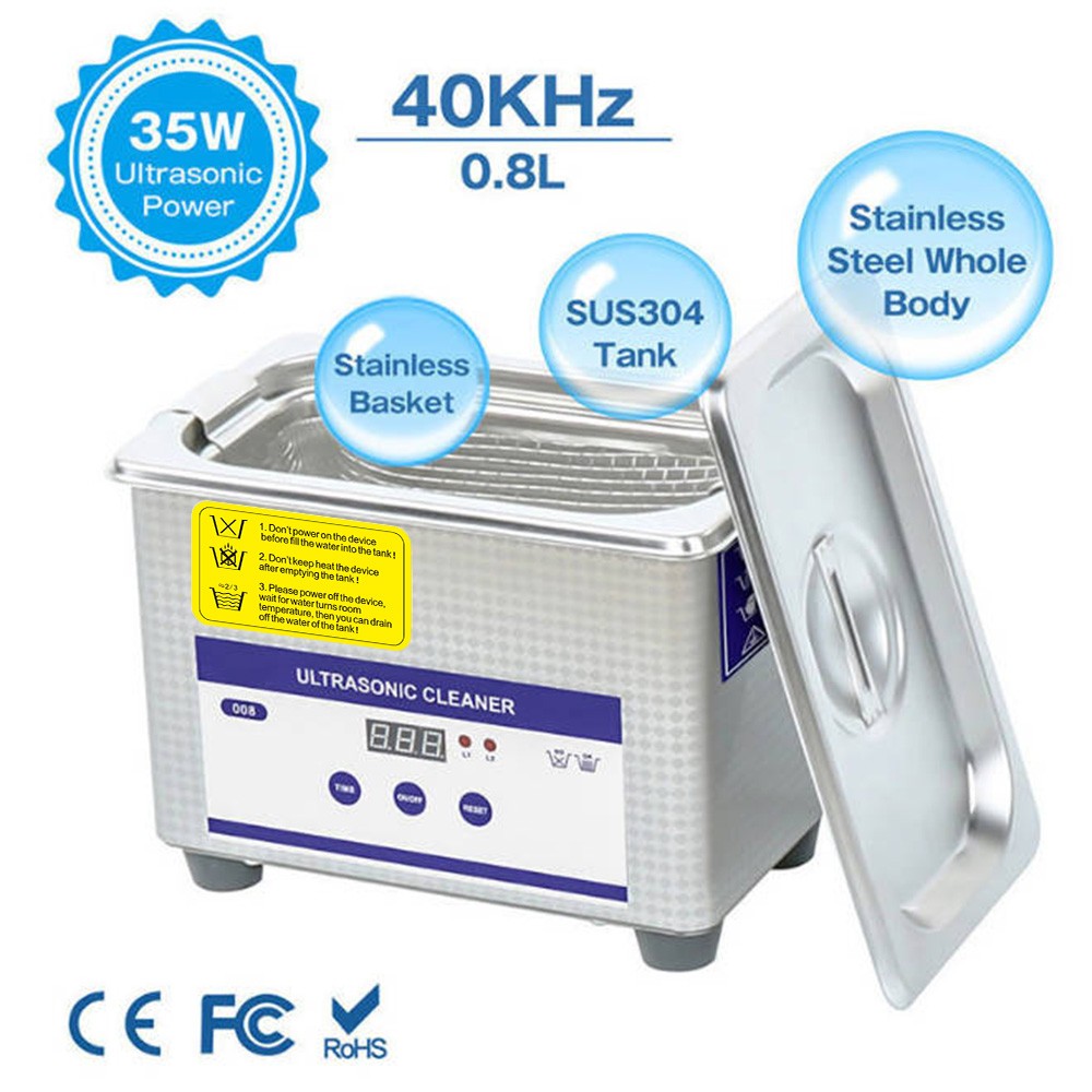 Support Pan European-0.8L Ultrasonic Cleaning Device Ultrasonic Cleaner Stainless Steel Ultrasonic Cleaner