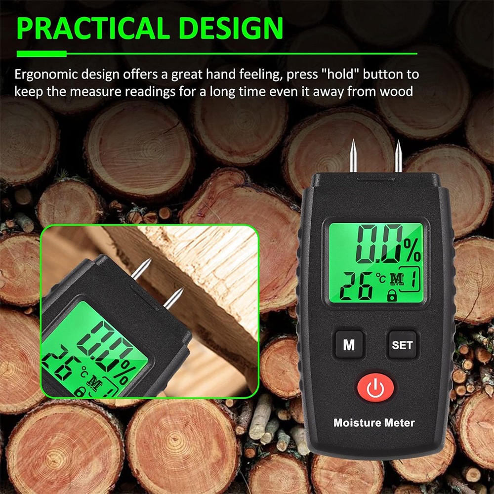 Support Pan European：3in1 Moisture Meter Measuring Device Wood Wall Wall Construction Moisture Meter Measure LCD