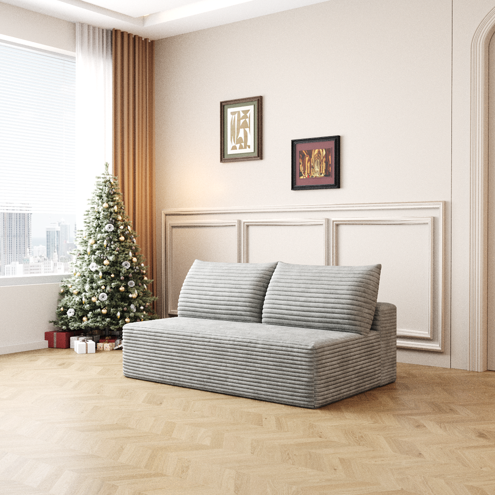 Cloud Sectional Couch,Modern Modular Sofa With Deep Seat, Upholstered Couches For Living Room Bedroom,No Assembly Required,Grey Plush Corduroy Fabric