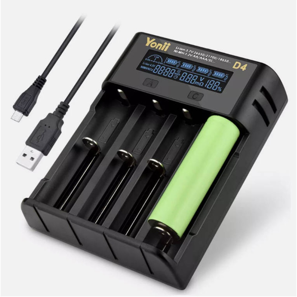 Support Pan European：YONII 4 Slots USB LCD Battery Charger For NiMH Li-ion SC/F6 AA AAA Battery 2025