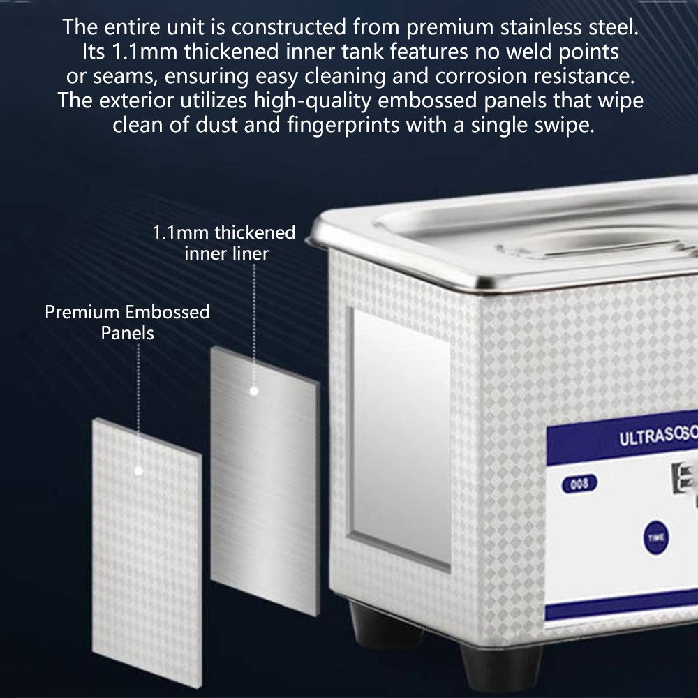 Support Pan European-0.8L Ultrasonic Cleaning Device Ultrasonic Cleaner Stainless Steel Ultrasonic Cleaner