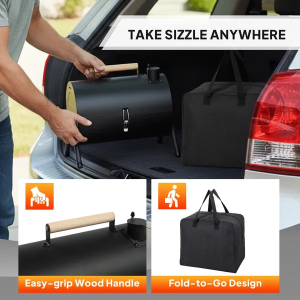 Portable Charcoal Grill Outdoor Stove, Two Side Carbon Griller For BBQ, Tabletop Barbecue Grill For Outdoor Camping Backyard Party, Black — foto 5