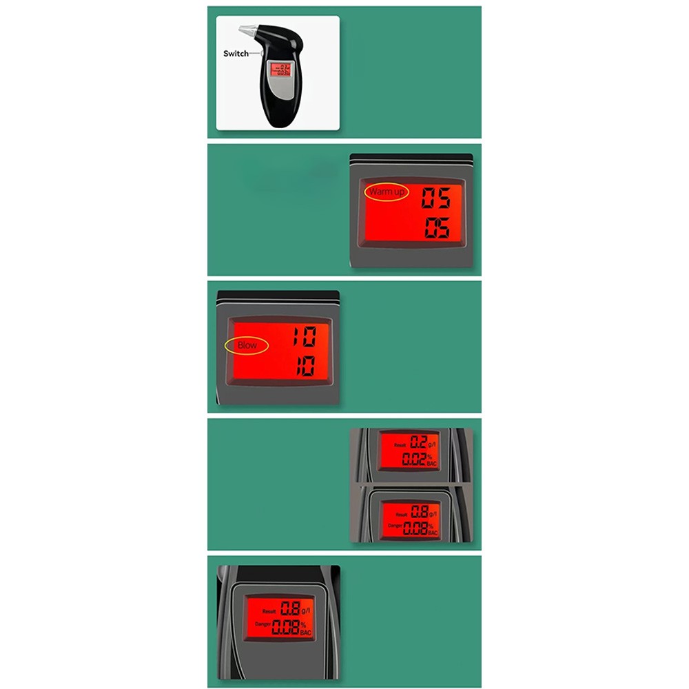 Support Pan European：Alcohol Tester Police-Accurate Alcohol Measuring Device Breathalyzer 5 Mouthpieces