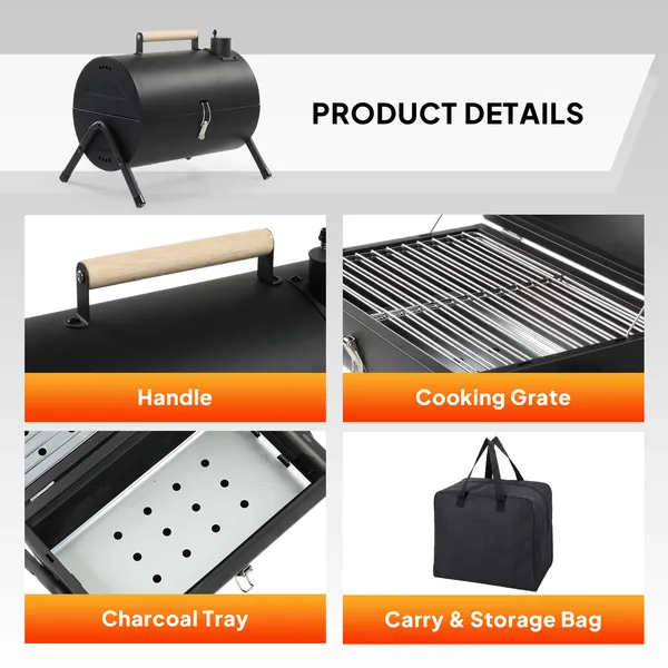 Portable Charcoal Grill Outdoor Stove, Two Side Carbon Griller For BBQ, Tabletop Barbecue Grill For Outdoor Camping Backyard Party, Black — foto 4