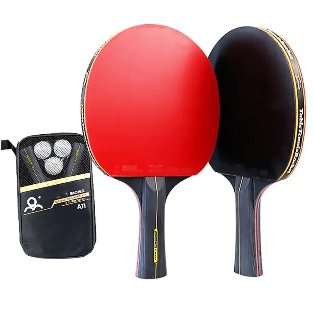 Support Pan European--Table Tennis Set Black Duo Pro Table Tennis 2 Rackets 3 Balls Bag