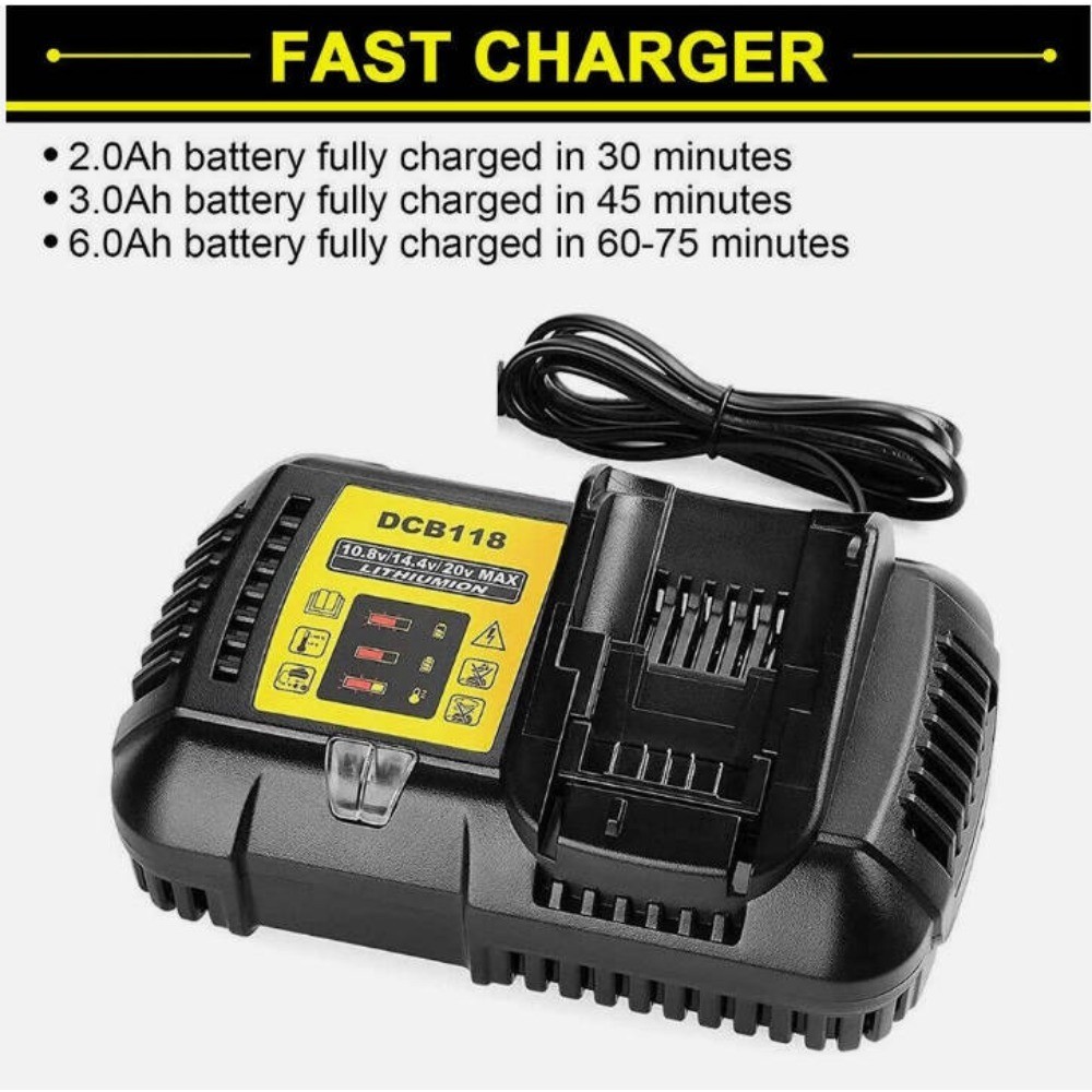 Support Pan European：For DeWalt DCB118 10.8V 14.4V 18V 20V Li-Ion DCB183 DCB182 Battery Fast Charger