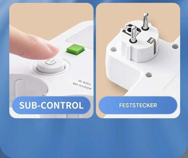 Support Pan European-4-Way EU Socket Multi-Plug Power Strip Adapter With USB  2-3 Days