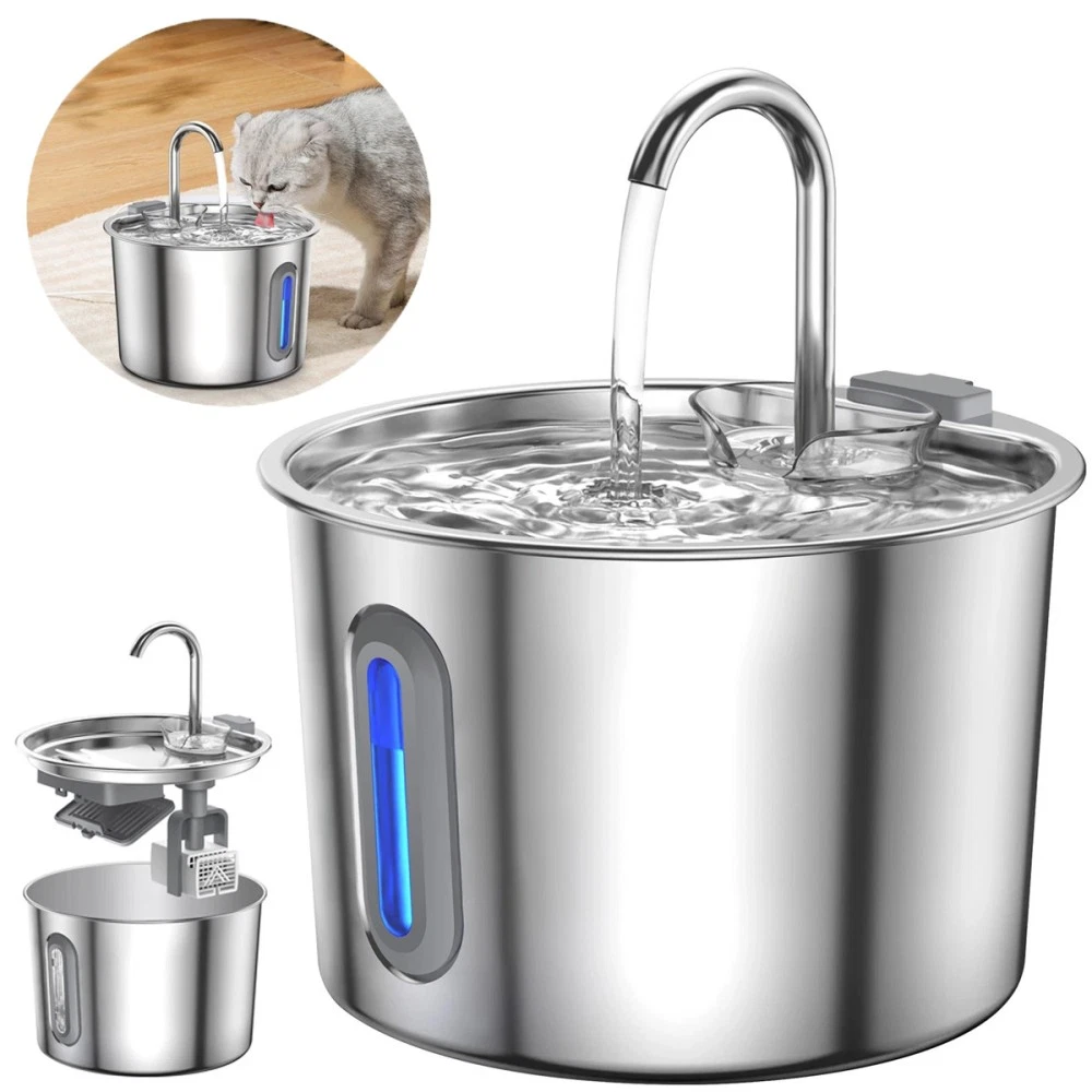 Support Pan European：2.2L Stainless Steel Drinking Fountain Cat Fountain For Cat Quiet Drinking Fountain -DHL