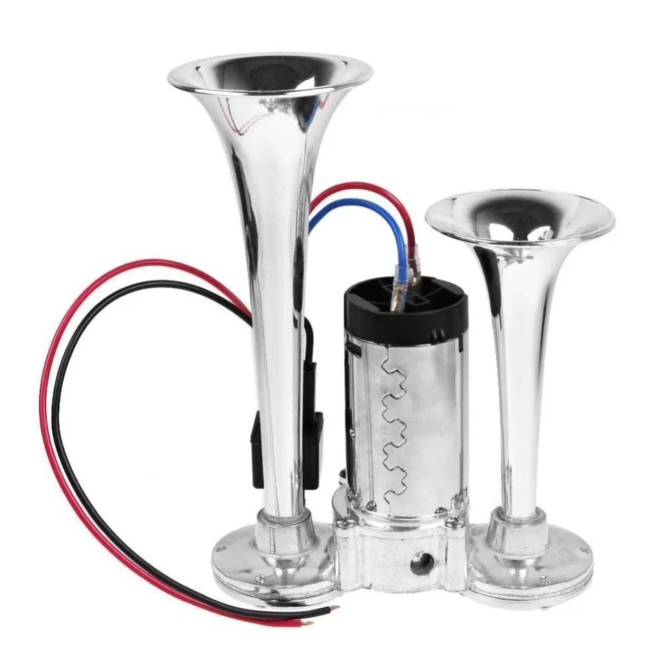 Support Pan European：600DB Fog Horn Air Horn Compressed Air Dual Trumpet Fanfare Horn Car Truck Boat 12V