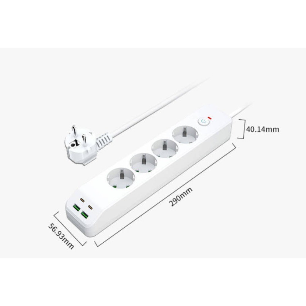 Support Pan European-Power Strip Multi-Outlet Power Strip 4-Way 2 USB-A  - 2 USB-C