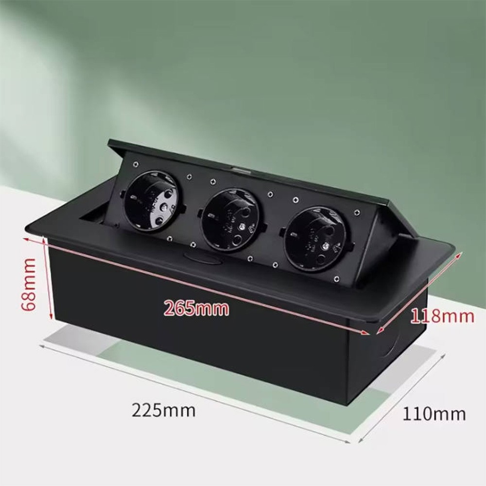 Support Pan European：3-IN-1 USB Built-in Socket Table Socket Kitchen Wall Recessed VDE BLACK DHL
