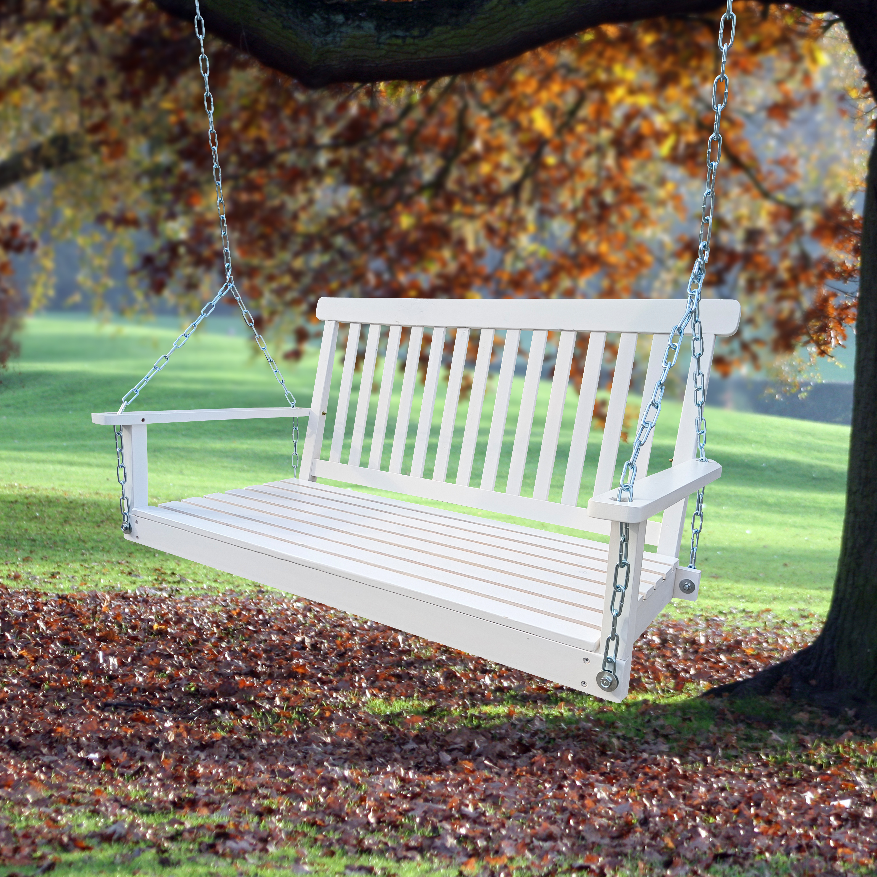 Wood Porch Swing with Armrests